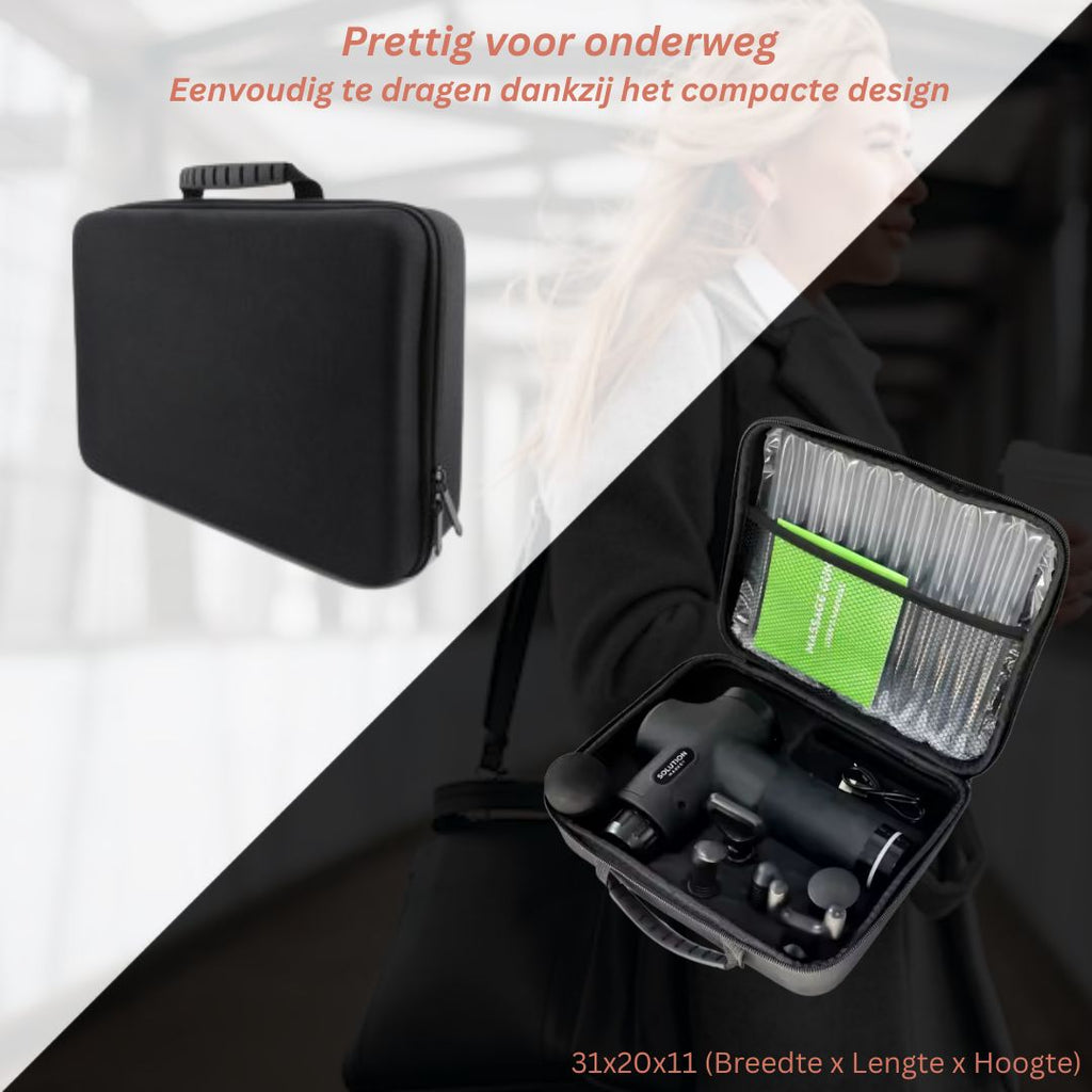 SolutionMarket® – Professionele Massage Gun – 30 Snelheden – 6 Opzetstukken – LCD Display – Inclusief Koffer – Krachtige Diepe Spiermassage – 3200 RPM
