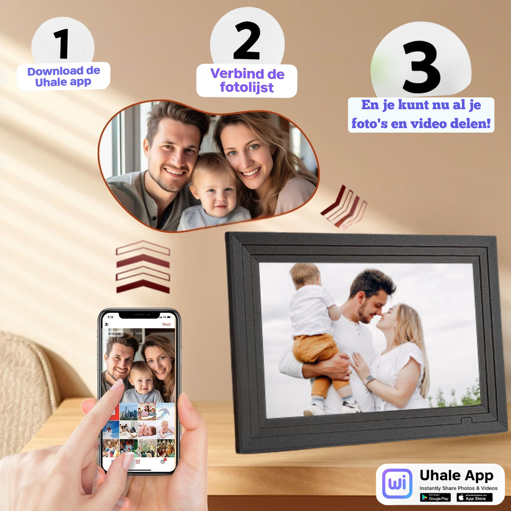 SolutionMarket® digitale Fotolijst 10.1 inch - zwart/wit